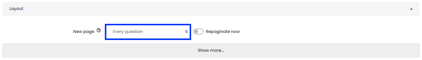 Moodle - Quiz Settings - Layout
